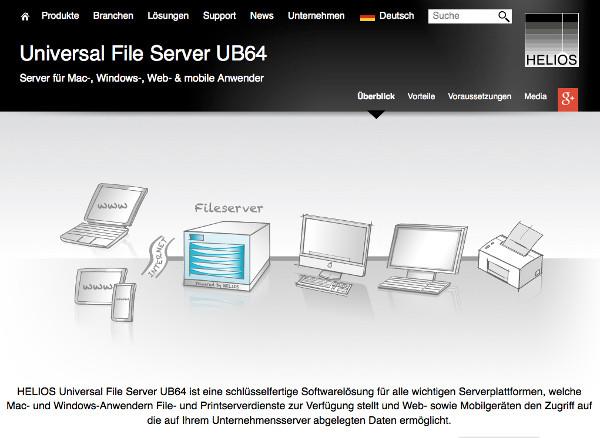 File-, Print Server Software  für Mac-, PC-,  Web-, Mobile  Clients, Universal File Server, HELIOS Software