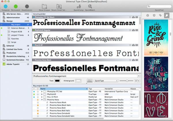 Fontmanagement Workgroup-, Enterprise Server Software, Universal Type Server, Extensis